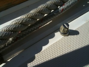 Stainless bolts with butyl tape as a sealer