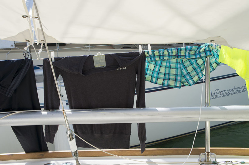 clothes hanging to dry