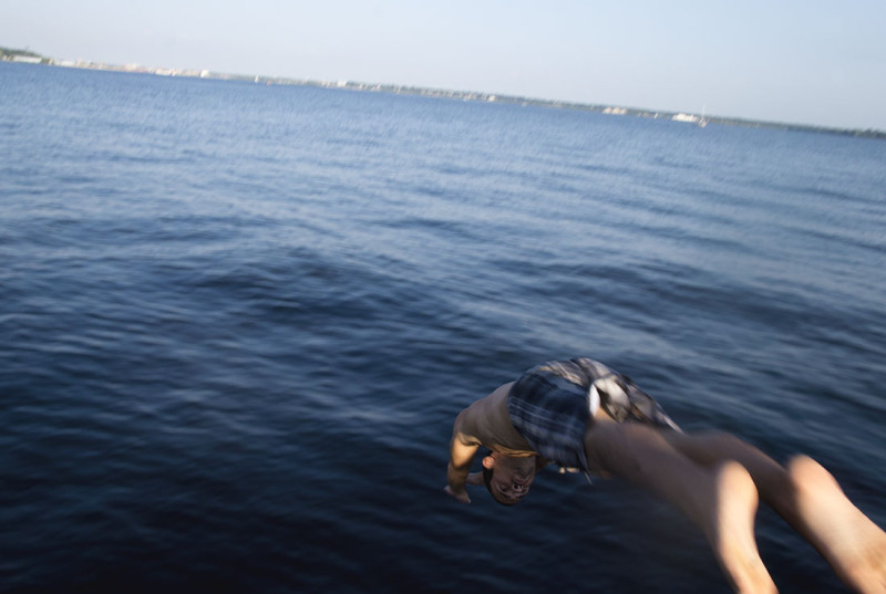 Matt diving in Muskegon Lake