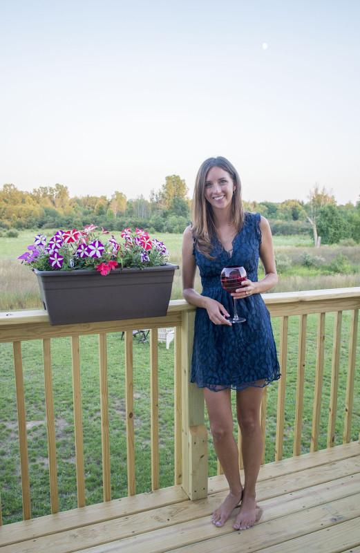 enjoying wine at sunset