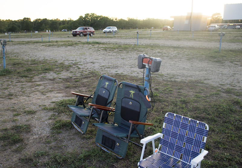 folding chairs at drive-in