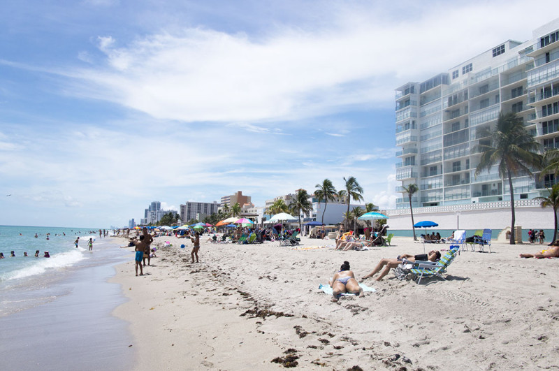 view down Hollywood Beach