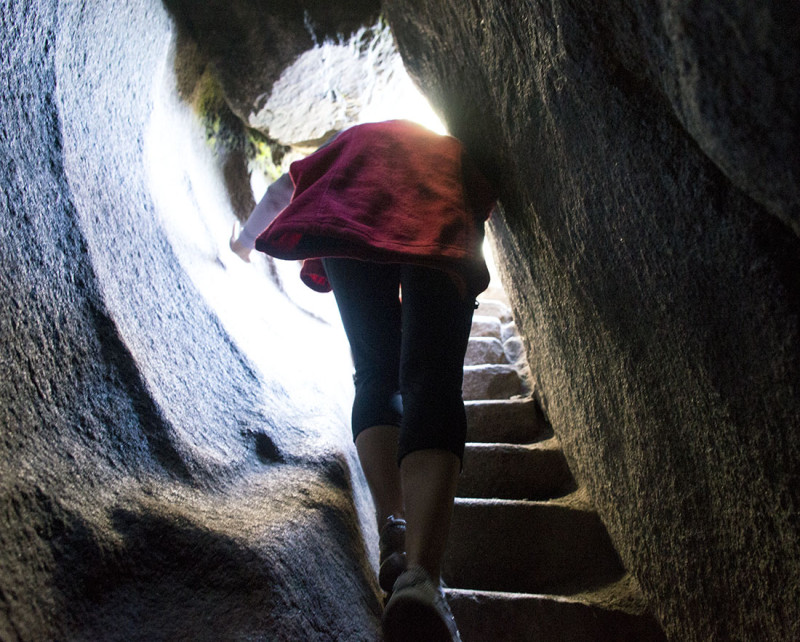 exiting cave in Huayna Picchu