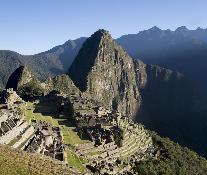 overlooking Machu Picchu at sunrise