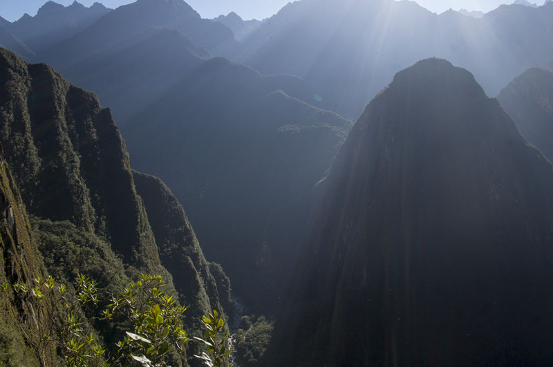 sunbeams through the mountains