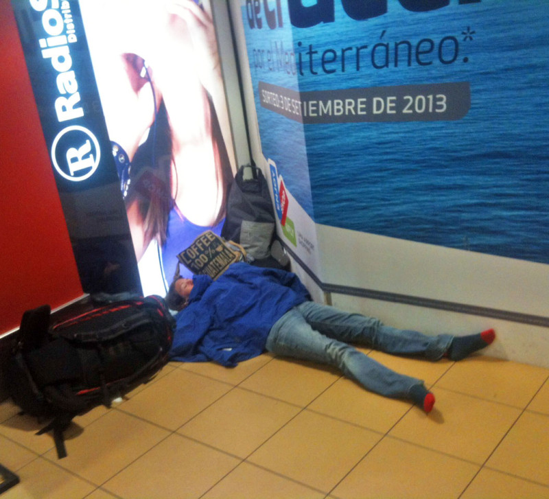 sleeping in the airport