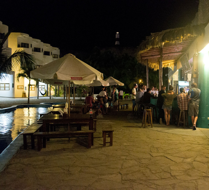 night shot of bar, Loki del Mar, Mancora