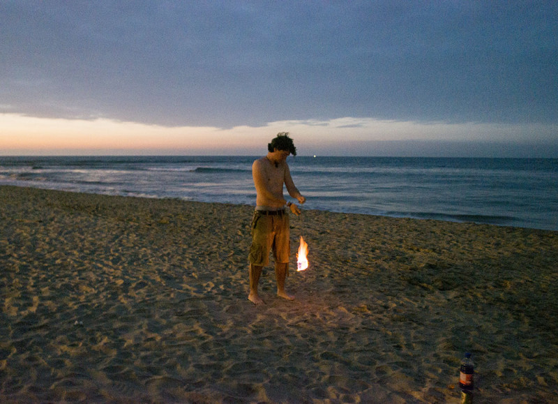 Kyle doing fire poi, Mancora Peru