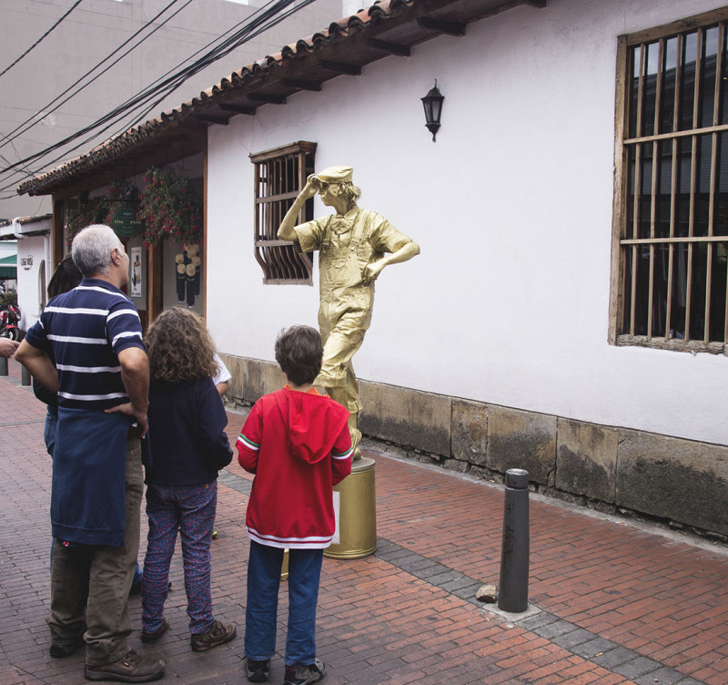 living statue, Usaquen, Bogota, Colombia