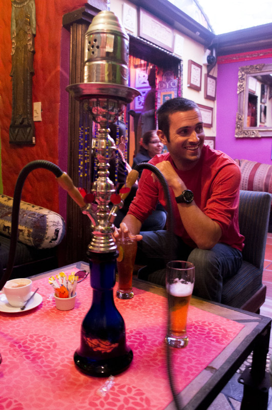 Matt with hookah, Kathmandu, Bogota, Colombia