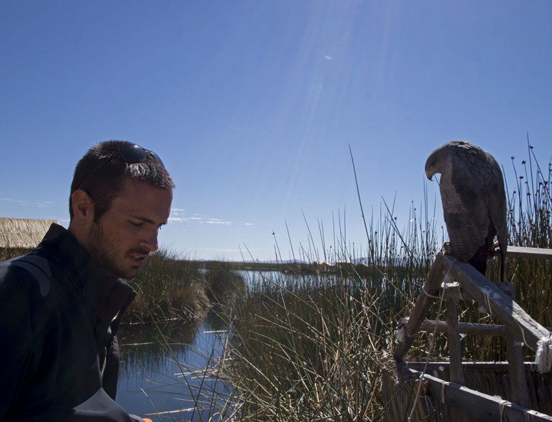 Matt & an eagle on Los Uros