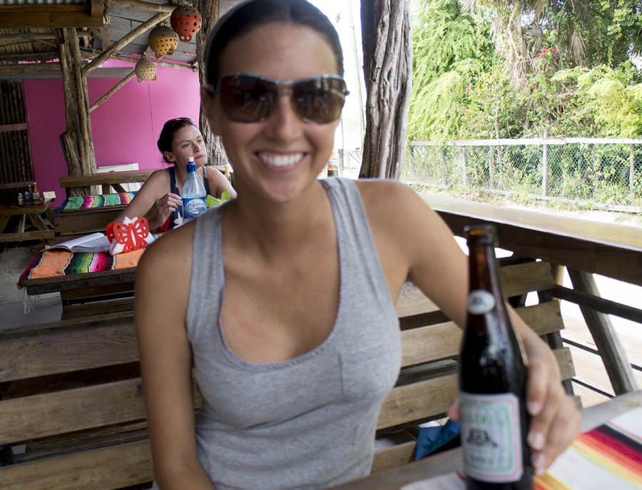 grabbing a beer in Belize