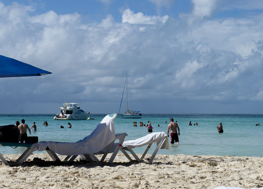 lounge chairs on Playa Norte, Isla Mujeres