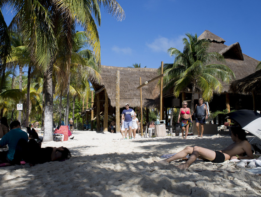 laying out at Playa Norte, Isla Mujeres