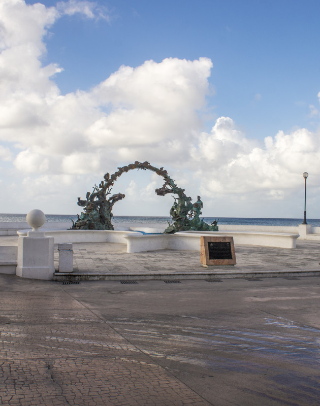 statue on boardwalk, Cozumel, Mexico