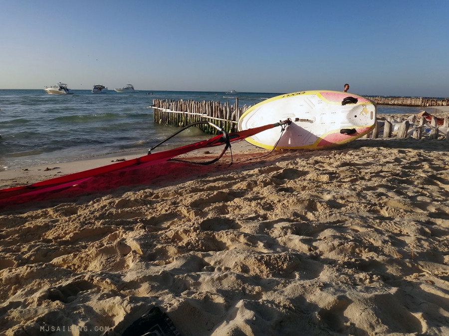 sun on windsurfer