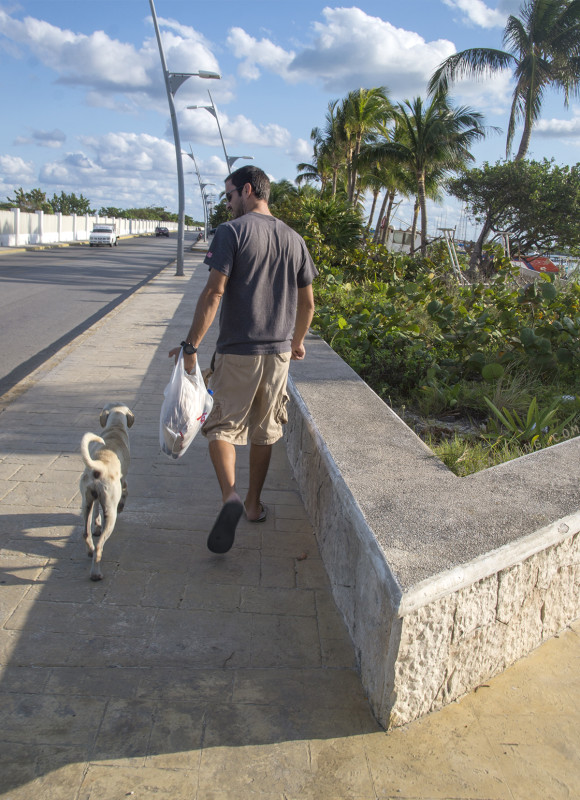 Matt walking with dog