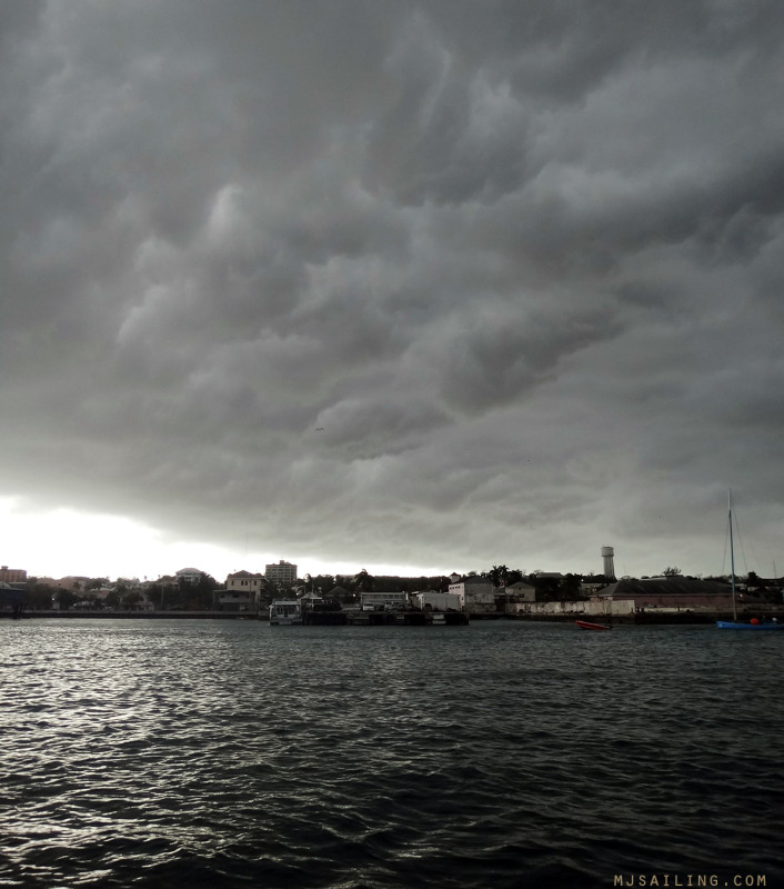 storm clouds over Nassau