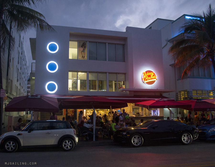 South Beach at night - Johnny Rockets