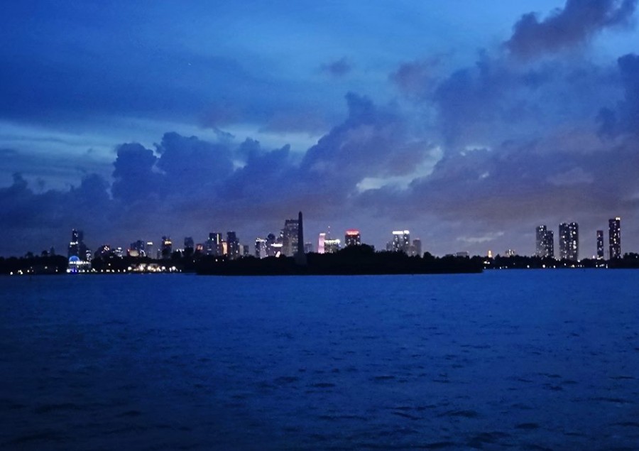 Monument Island at night