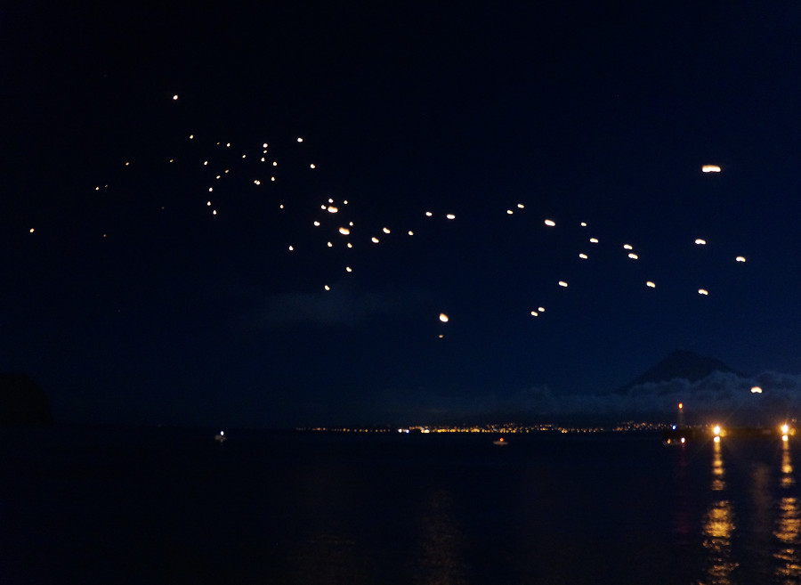 fire lanterns over Horta's harbor, Azores