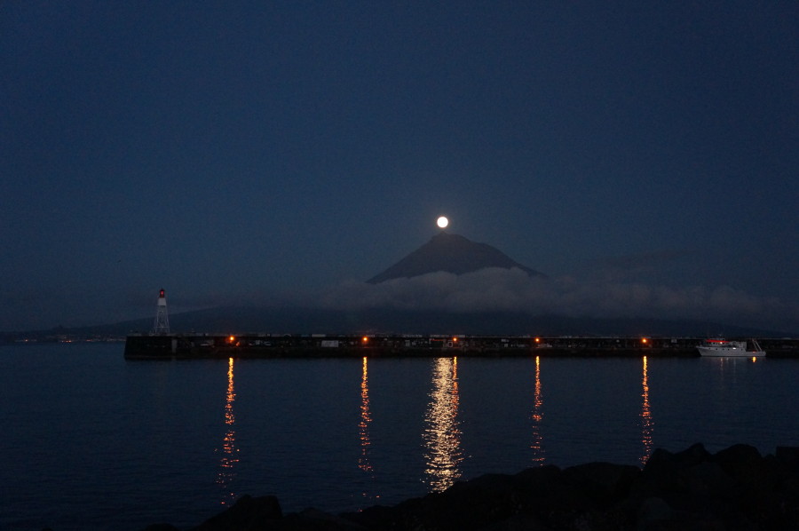 moon rising over Pico, Azores