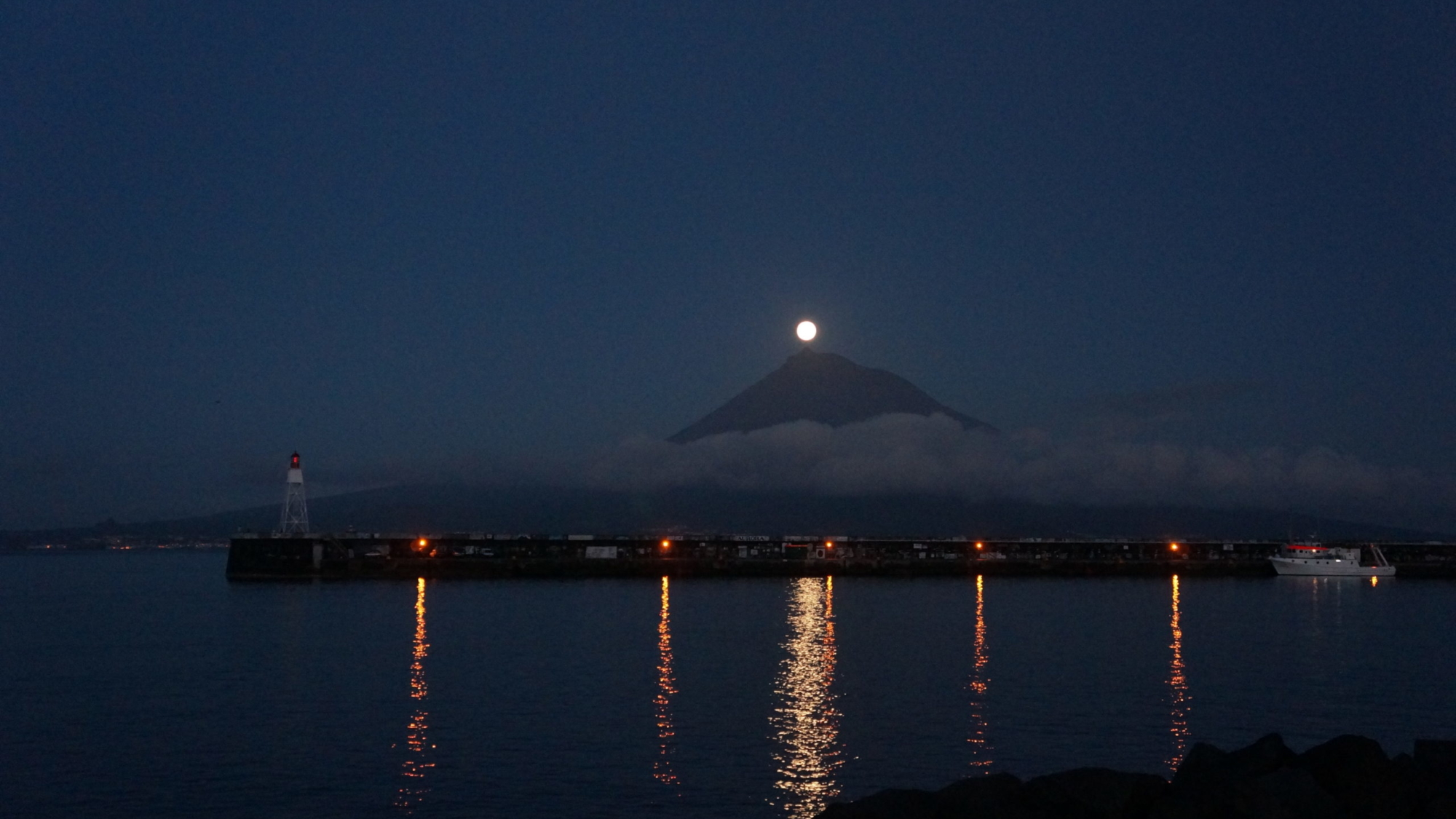 moon rising over Pico, Azores