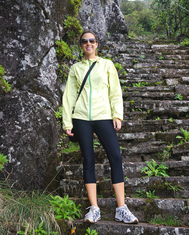 Jessica on stairs of Pico Ruivo hike, Madeira