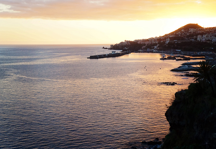 Funchal harbor at sunset