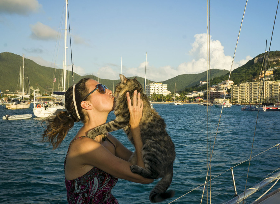 kissing Georgie in Simpson Bay