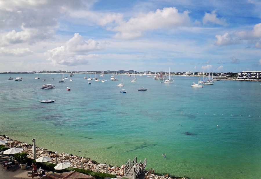 boats at anchor in Simpson Bay