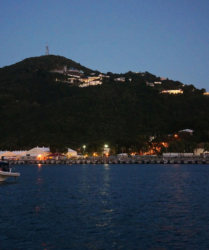 Charlotte Amalie harbor at night