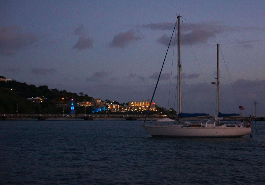 Charlotte Amalie harbor at night