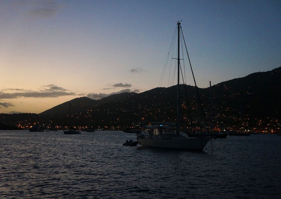 Charlotte Amalie harbor at night