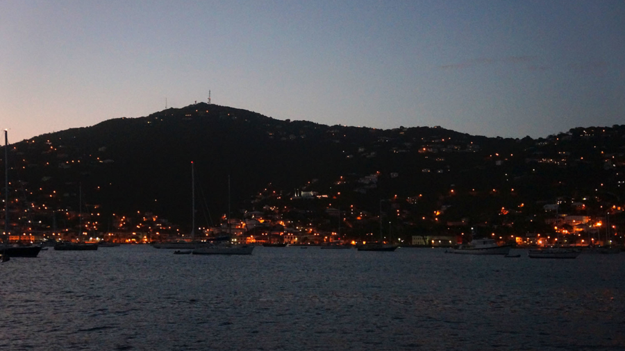 Charlotte Amalie harbor at night