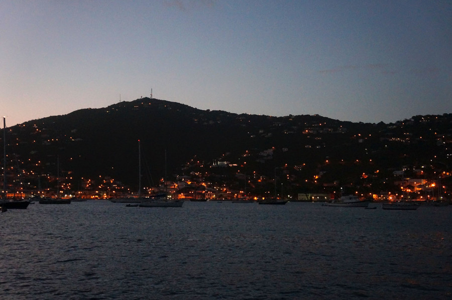 Charlotte Amalie harbor at night