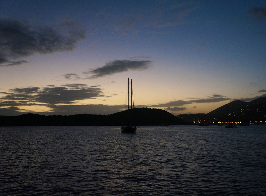 Charlotte Amalie harbor at night