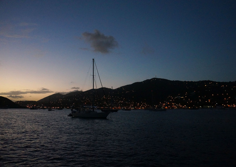 Charlotte Amalie harbor at night