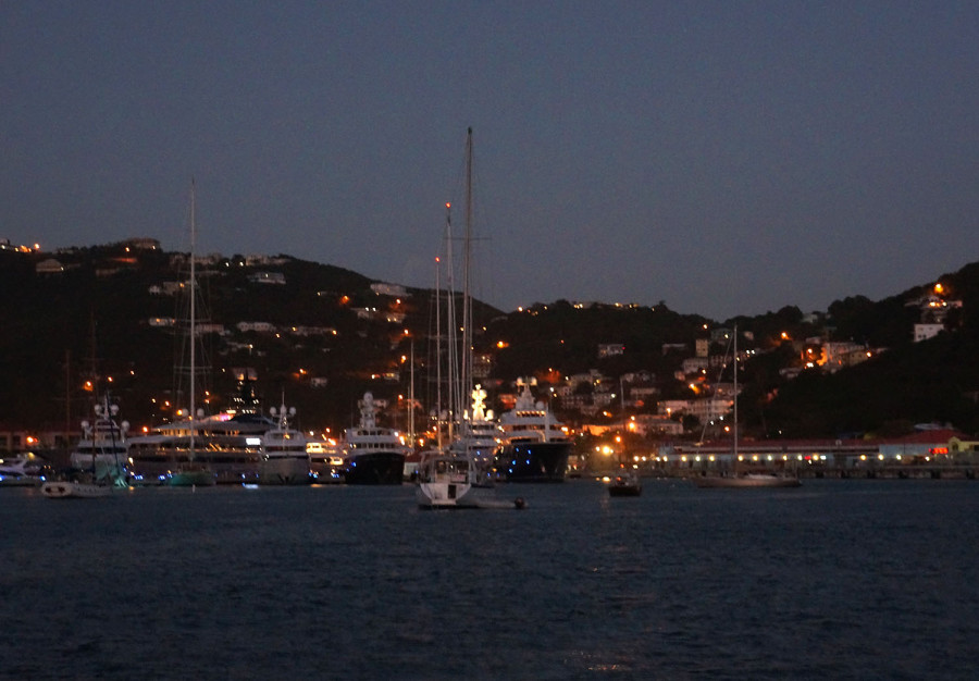 Charlotte Amalie harbor at night