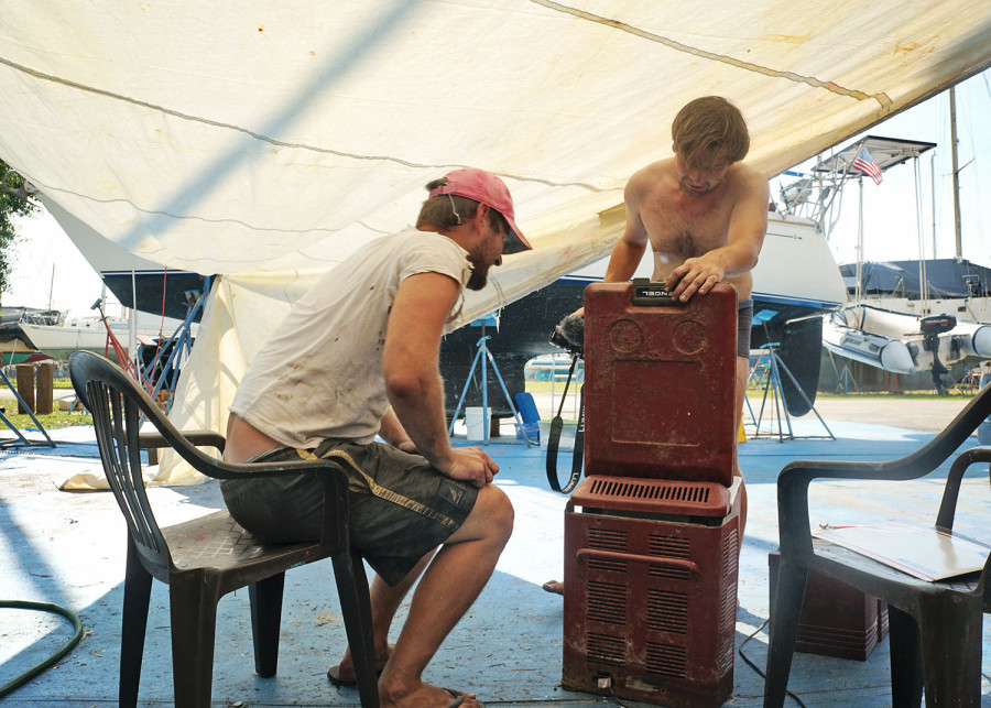 Ben & Hannes working on fridge