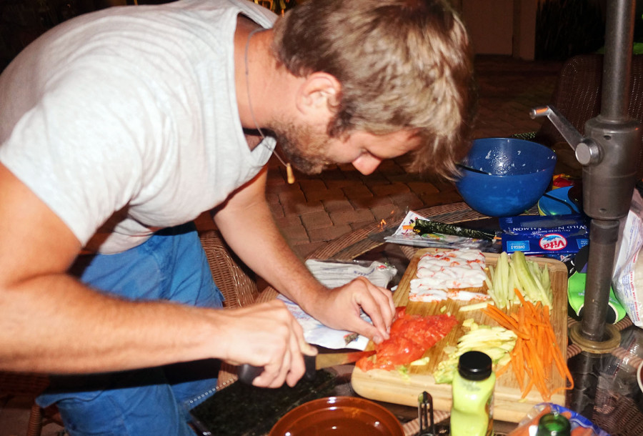 Ben making sushi