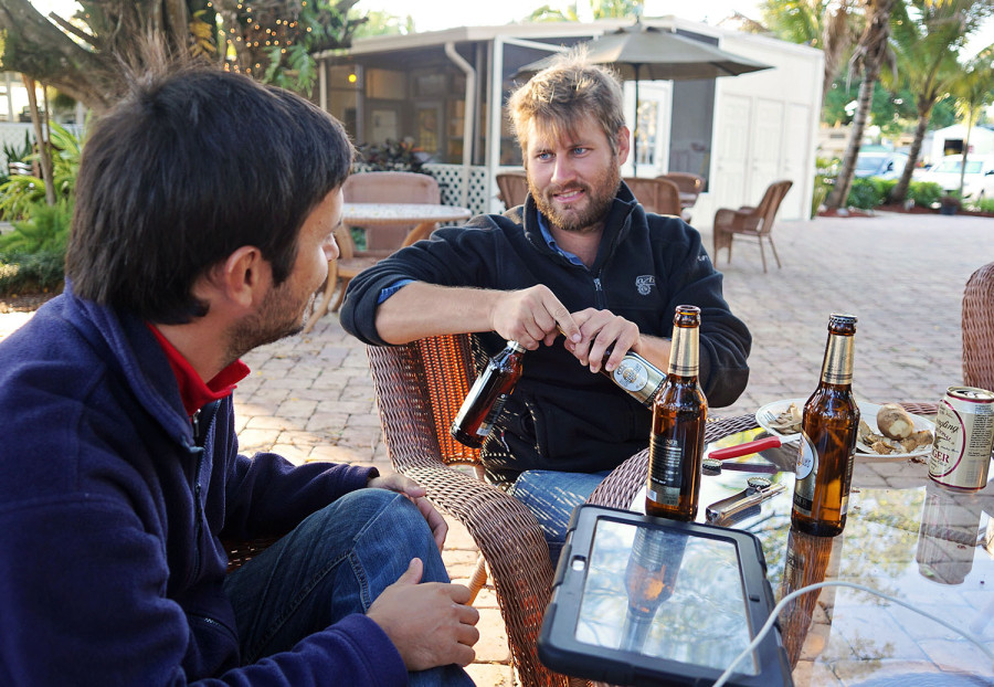 Ben opens a German beer