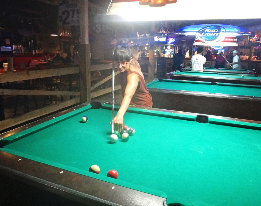 Simone playing pool