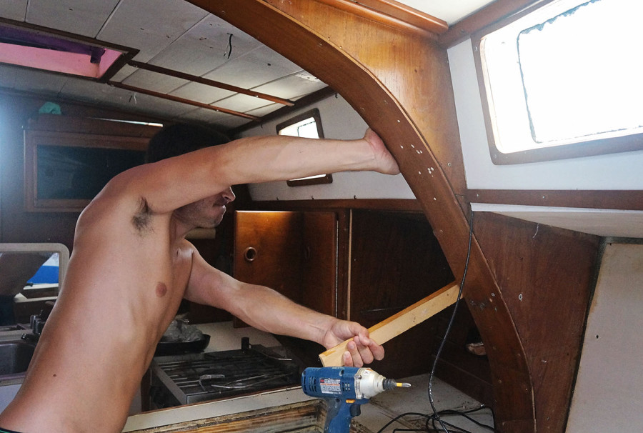 Matt ripping apart galley