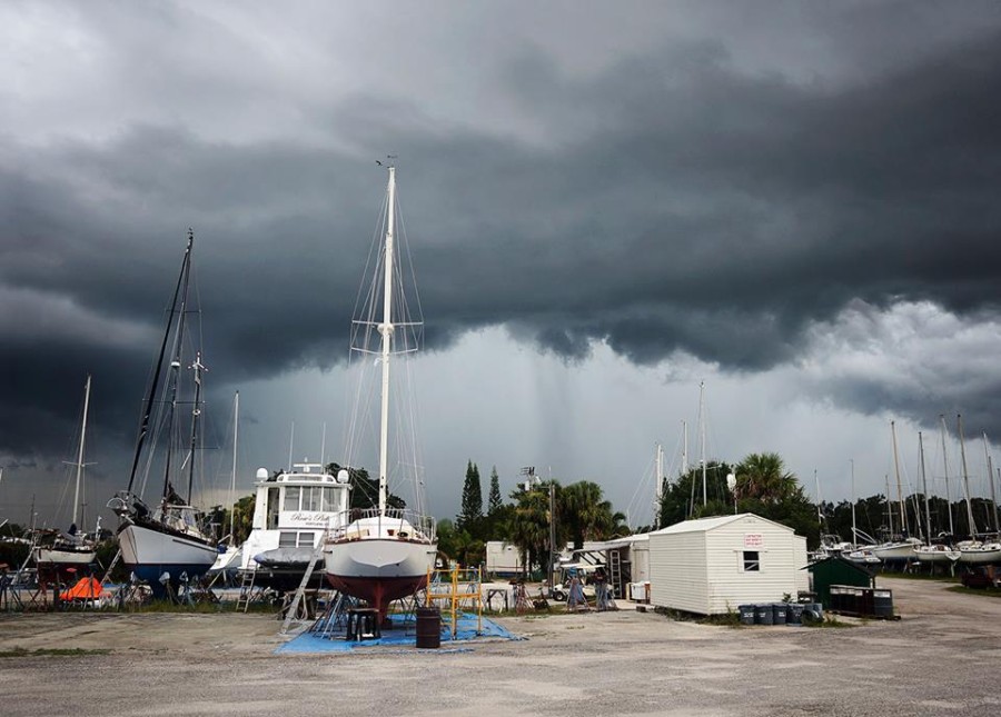 storms over boat work yard