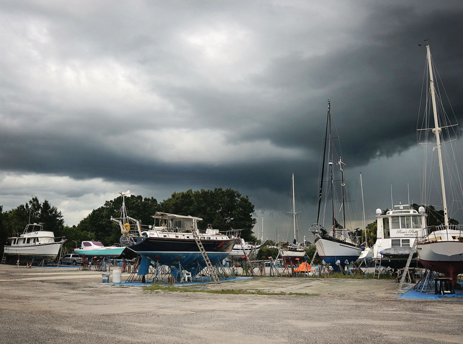 thunderstorms in boat yard