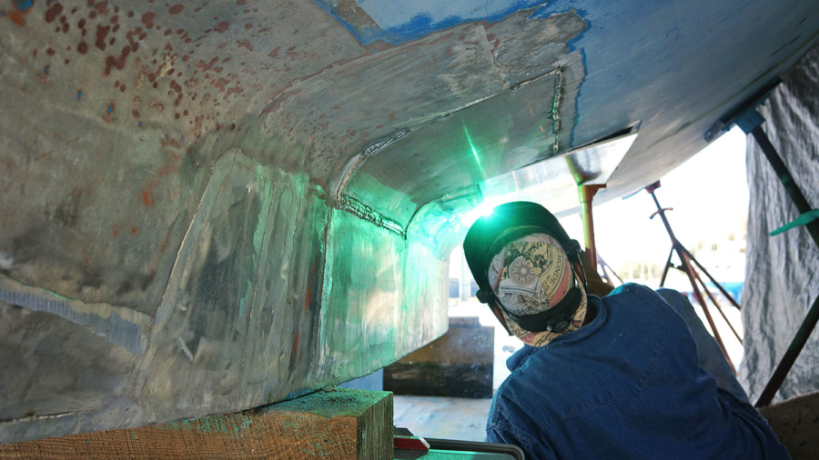 welding new aluminum panel