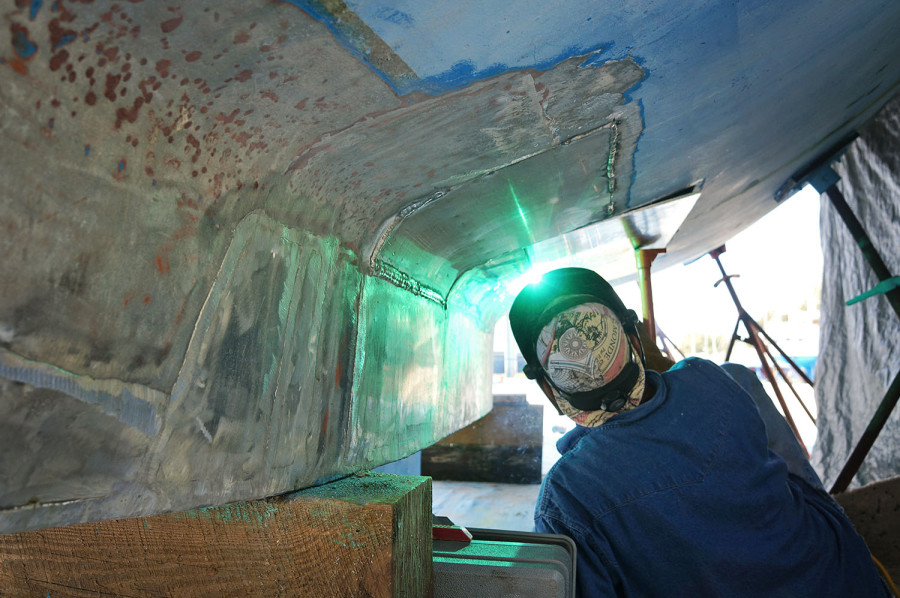 welding new aluminum panel