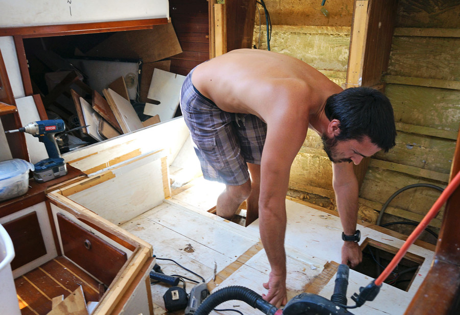 Matt taking apart pilot house