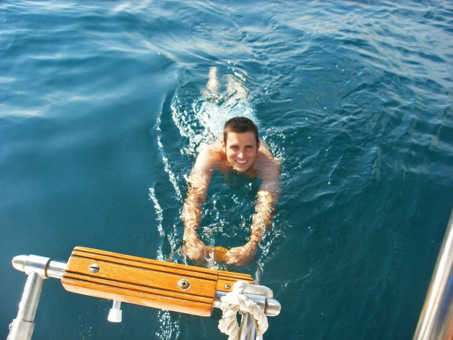 Matt dragging behind boat